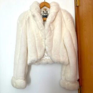 White faux fur jacket
